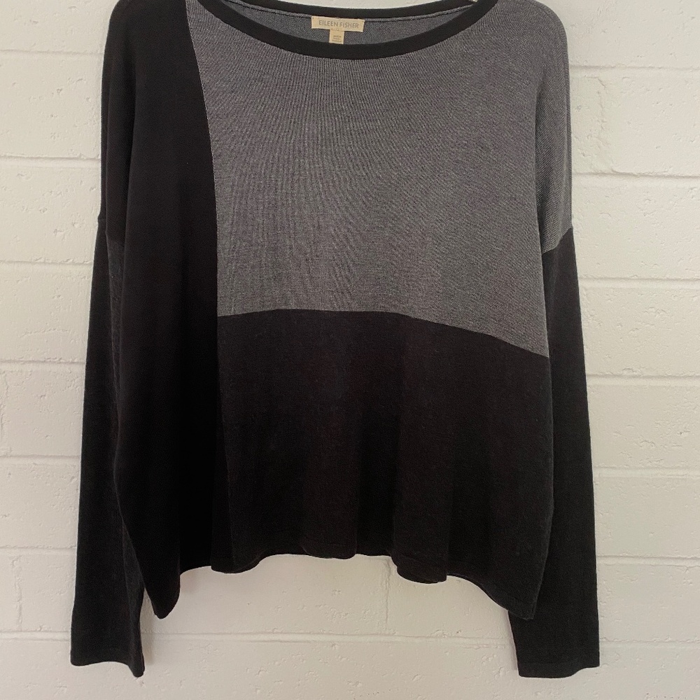 Eileen Fisher Colorblock Long Sleeve Top M
